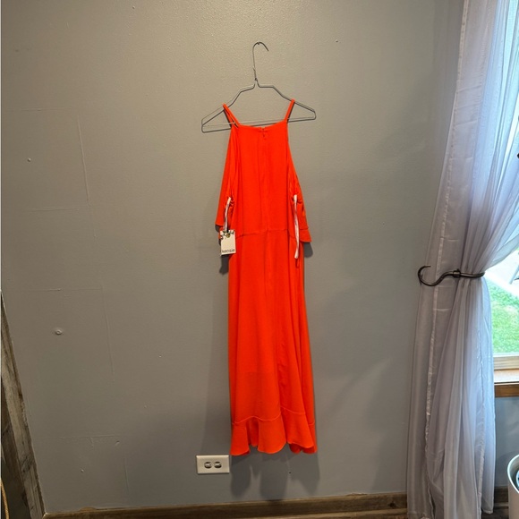 Kensie Orange Asymmetrical Tiered Sundress - Picture 2 of 6